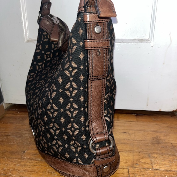 Fossil Black and Brown Patterned Shoulder Bag - Picture 3 of 11